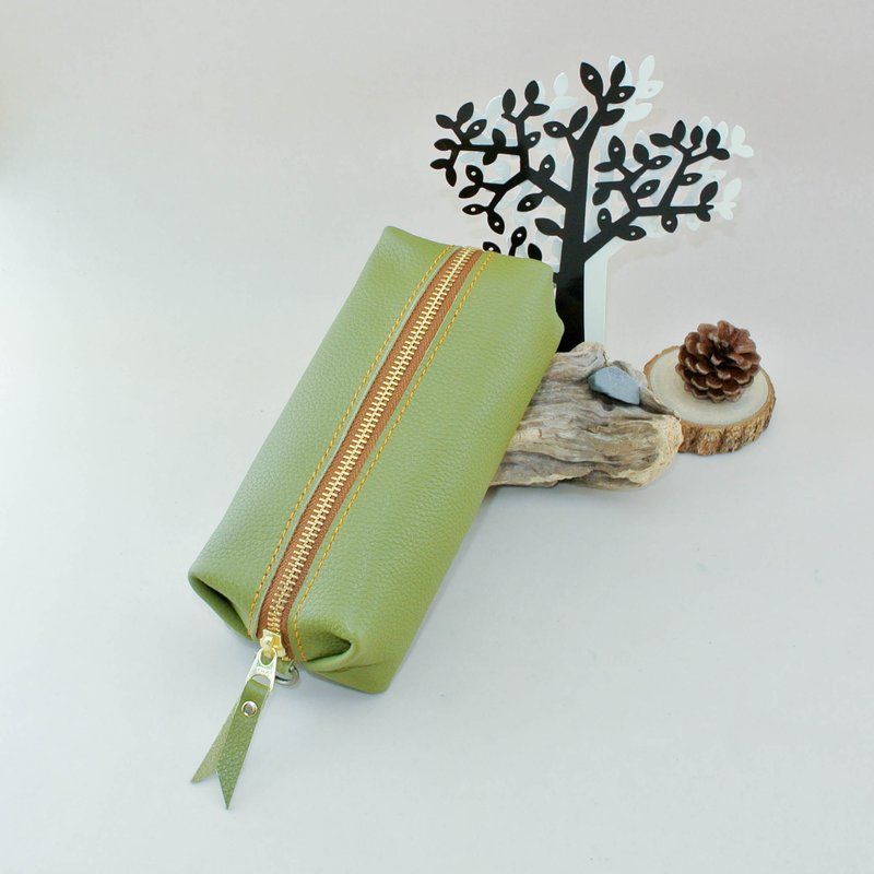 ♪. Wen Qing good temperament. ♫ - Pencil / Cosmetic / bag small objects - กล่องดินสอ/ถุงดินสอ - หนังแท้ สีเขียว