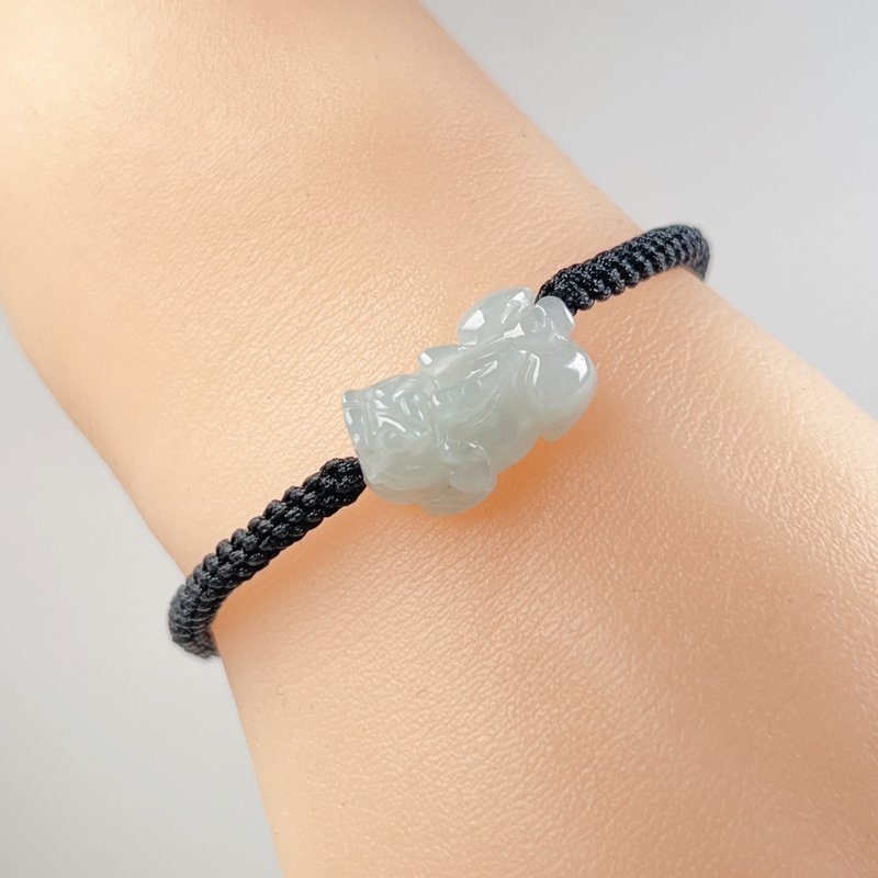 [Lucky Beast] Ice Green Jade Pixiu Braided Bracelet | Natural Burmese Jade Jade A Grade | Gift - Bracelets - Jade White