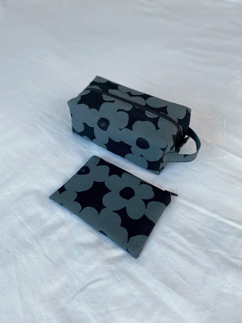 Zip pouch set - กระเป๋าเครื่องสำอาง - ผ้าฝ้าย/ผ้าลินิน สีดำ