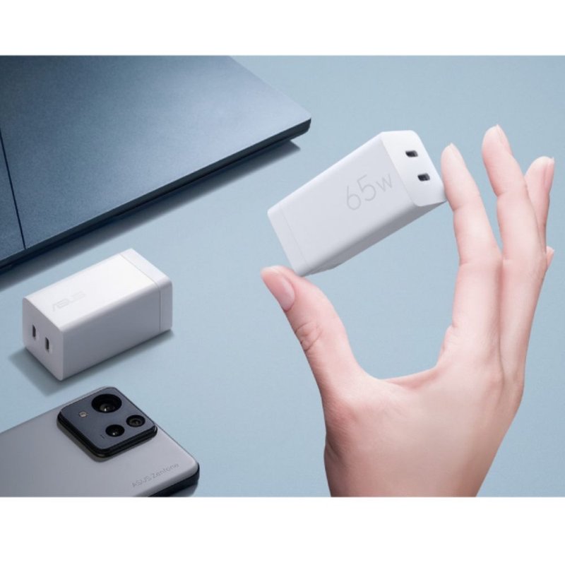 ASUS 65W TYPE-C 雙埠 GaN 氮化鎵電源供應器/充電器 (AC65-05) - 行動電源/充電線 - 其他材質 白色
