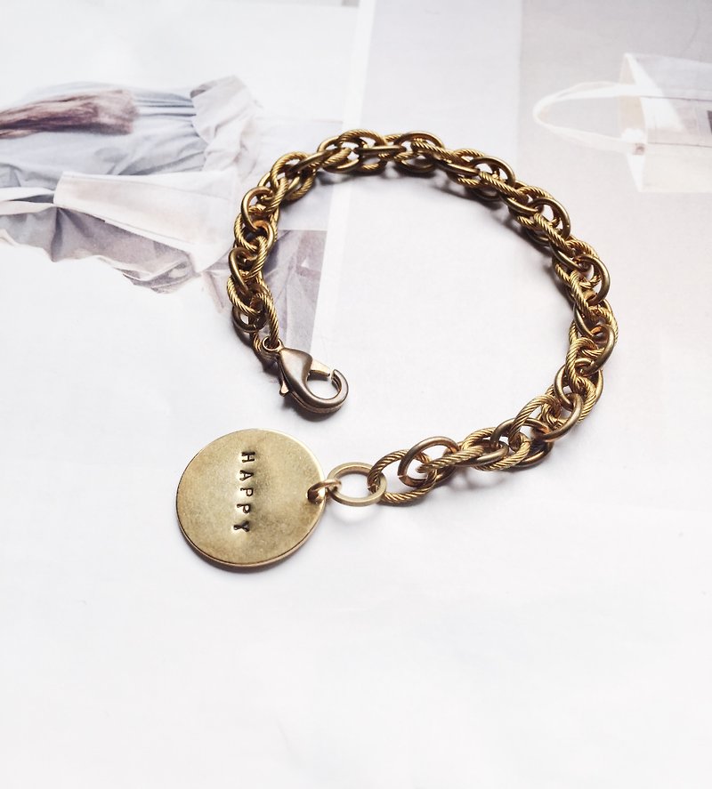 La Don - Brass Bracelet 04 Custom Handmade Tag Hanger - Bracelets - Other Metals Gold