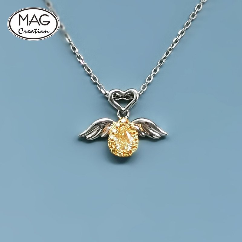 Yellow Diamond Series | Angel Pendant (with 18K Gold Necklace) - Necklaces - Precious Metals Silver