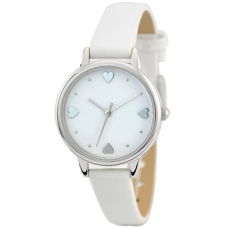 母親節 禮物  優雅女裝手錶白色 (心心) 全球免運 - 女裝錶 - 其他金屬 白色