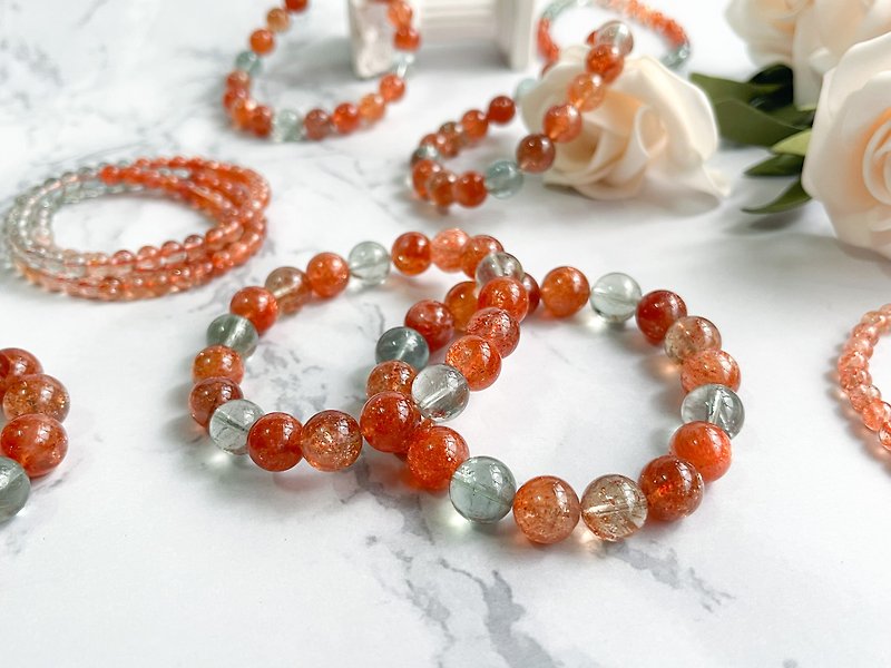 [Experience price] One thing, one picture, high-quality transparent body and less cotton Arusha sunstone bracelet - Bracelets - Crystal Orange