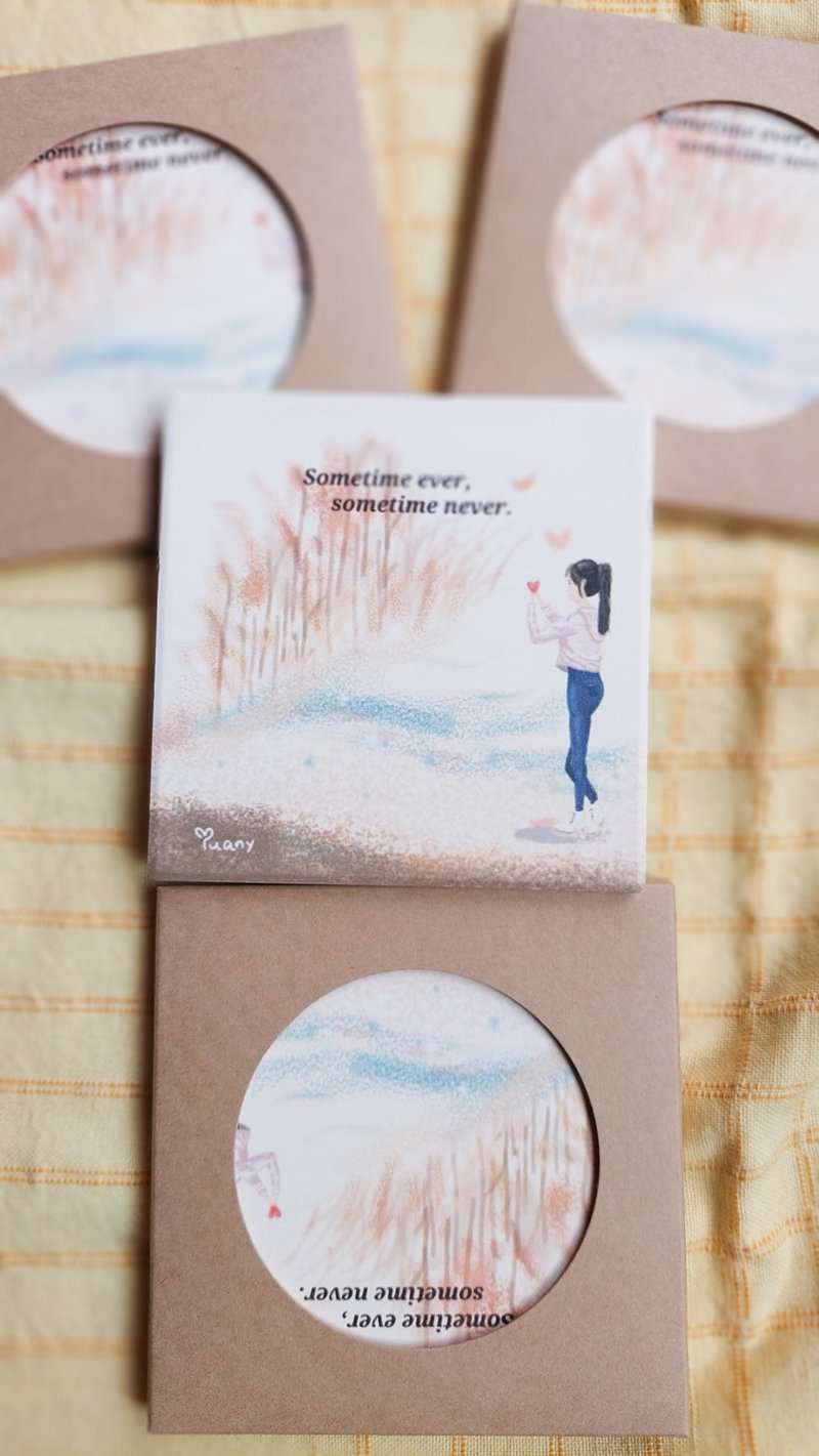 Ceramic absorbent coasters--healing illustrations - ที่รองแก้ว - เครื่องลายคราม 