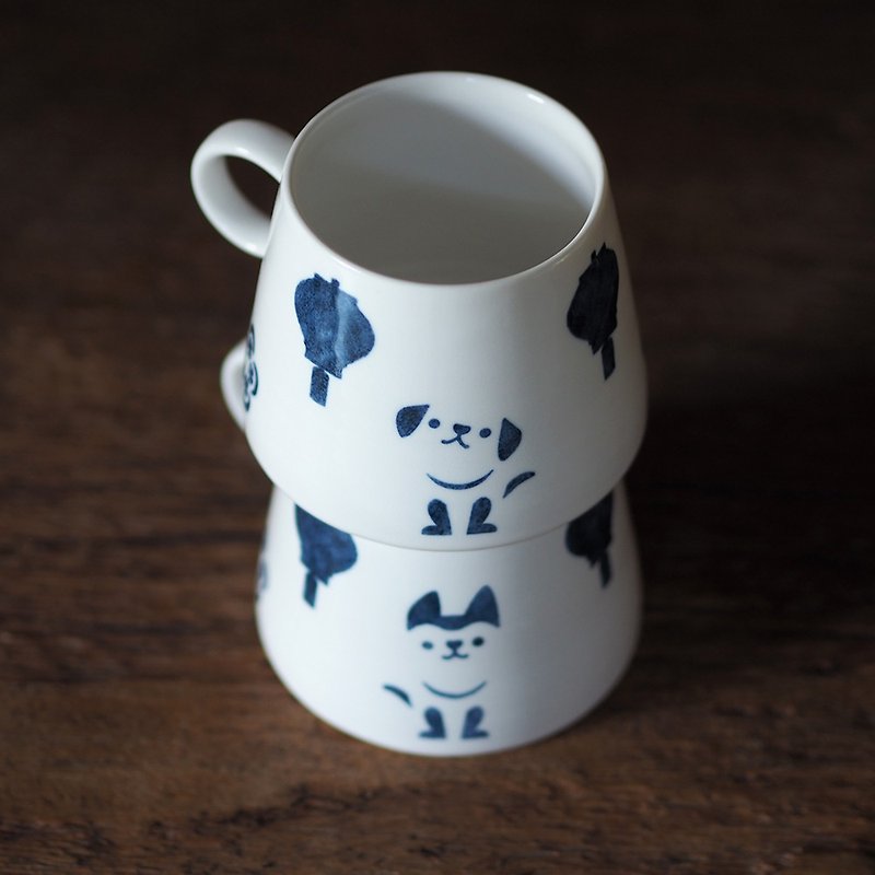Small ear mountain-shaped cup 320ml【Wangcailaifu】 - Mugs - Porcelain White
