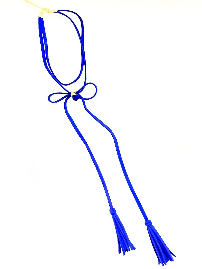 ロイヤルブルークリスタルロープネックレス - ネックレス - 合皮 ブルー