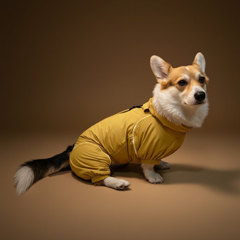 PETT2GO專為柯基犬設計 透氣機能雨衣 - 寵物衣服 - 聚酯纖維 黃色
