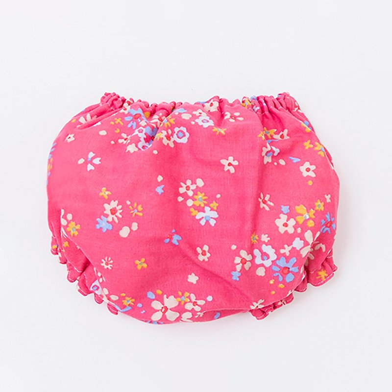 日本製 BEBE 紗布運動褲 桃紅小花 - 男/女童長褲/短褲 - 棉．麻 粉紅色