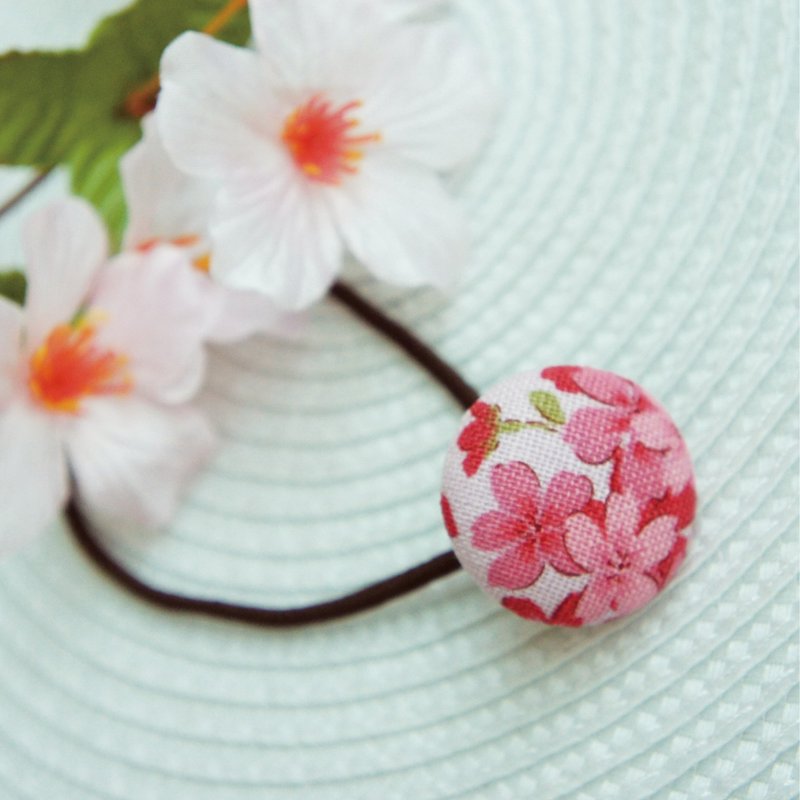 Lovely【Sakura buckle elastic hair bundle】Pink Purple (1pc) - Hair Accessories - Cotton & Hemp Purple