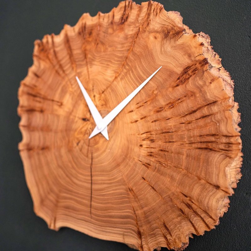 Wooden wall clock / Minimalistic engraved clock / Natural wall decor - Clocks - Wood Brown
