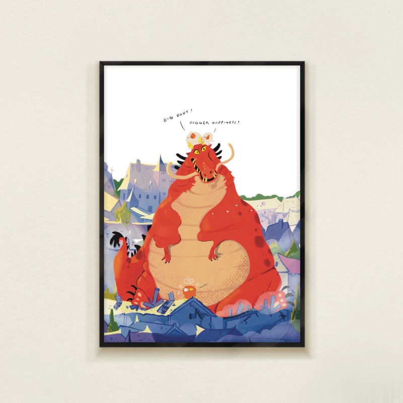 Big body, bigger happiness / A3海報/ B5海報/ 明信片 - 海報/掛畫/掛布 - 棉．麻 紅色