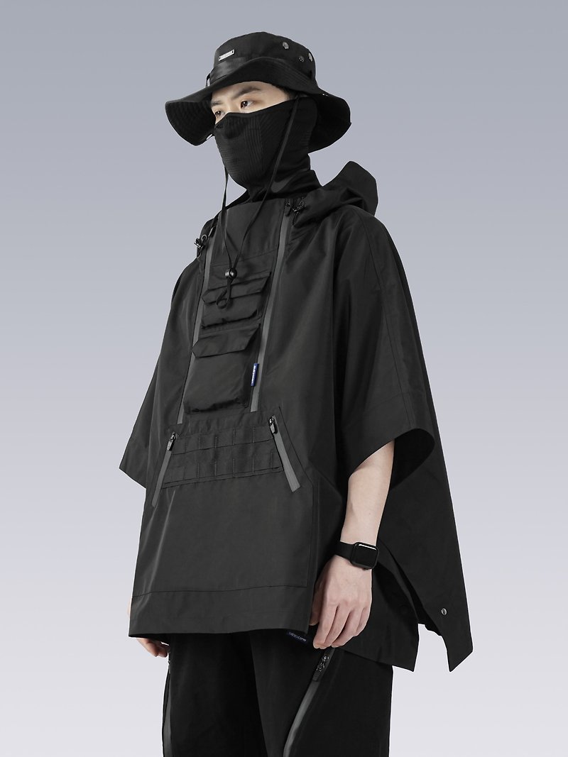 Urban function outdoor sports windproof cloak dark ninja shawl loose raincoat jacket - Men's Coats & Jackets - Polyester Black