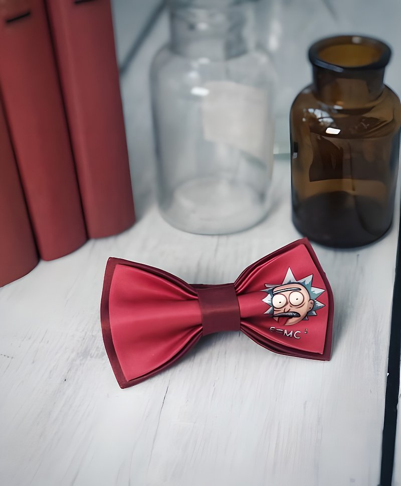 Red Bowtie with Rick and Morty Print for Student Party Accessories - Ties & Tie Clips - Polyester Red