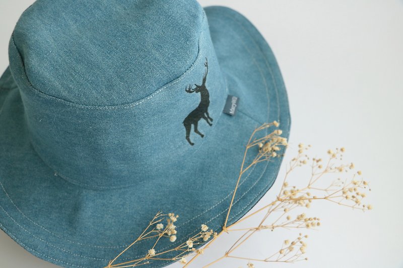 Mary Wil double-sided handsome big hat hat - cowboy bucks - หมวก - ผ้าฝ้าย/ผ้าลินิน สีน้ำเงิน