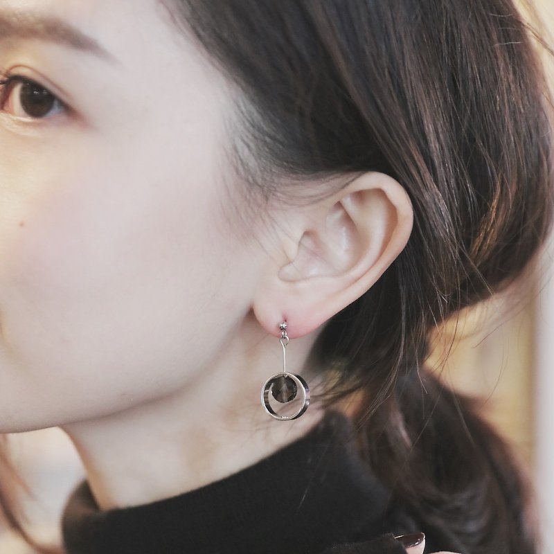 Handmade Earrings - Mocha Circles (Handmade Earrings / Cups / Semi-Precious Stones / Earpads) - Earrings & Clip-ons - Gemstone Brown