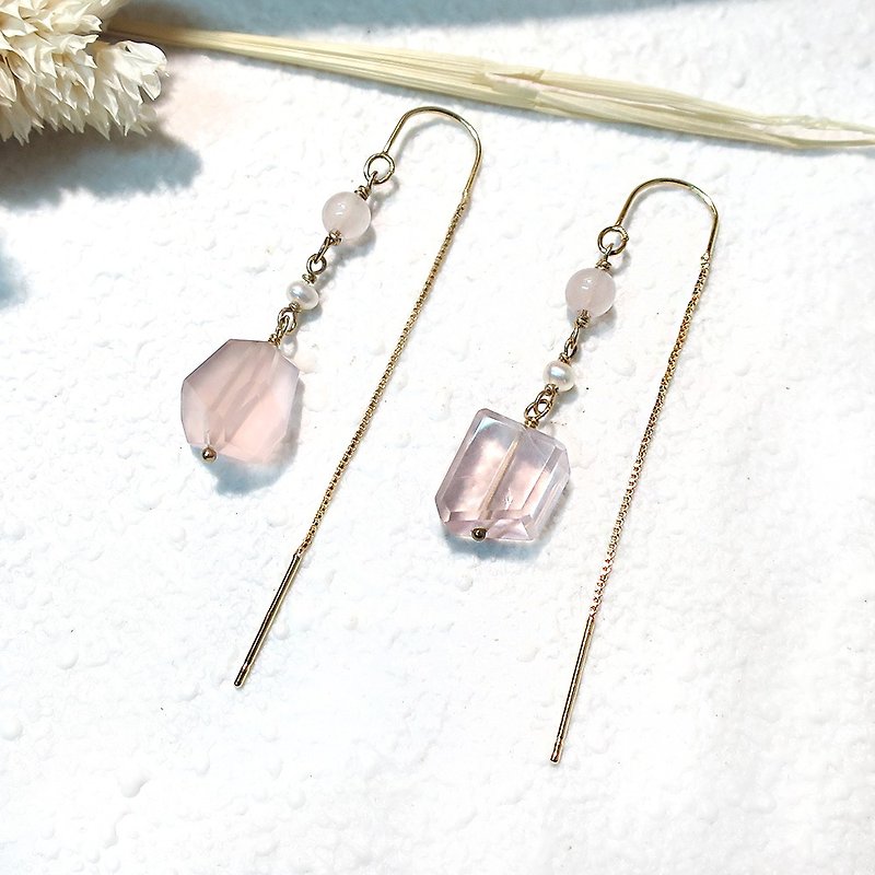 VIIART. Pink peacock. Pink crystal pearl 925 Silver gold-plated ear hook ear wire - Earrings & Clip-ons - Crystal Pink