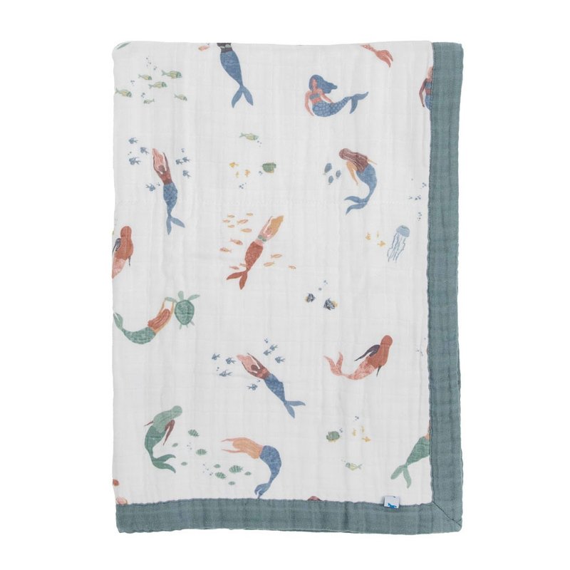 Little Unicorn Cotton Baby Blanket Mermaid - อื่นๆ - ผ้าฝ้าย/ผ้าลินิน ขาว