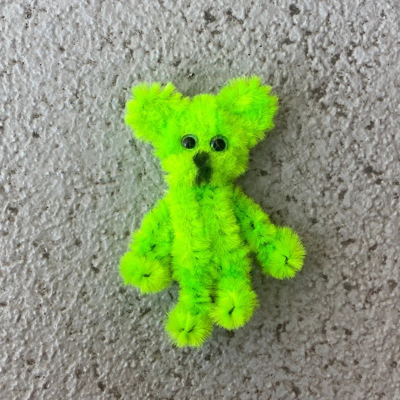 Colorful bear 5cm bear green-hair root twist stick handmade - อื่นๆ - วัสดุอื่นๆ สีเขียว