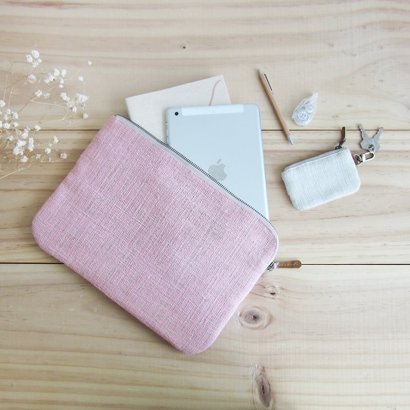 Mini Clutch Bags Hand Woven Cotton Natural Color - Other - Cotton & Hemp Pink
