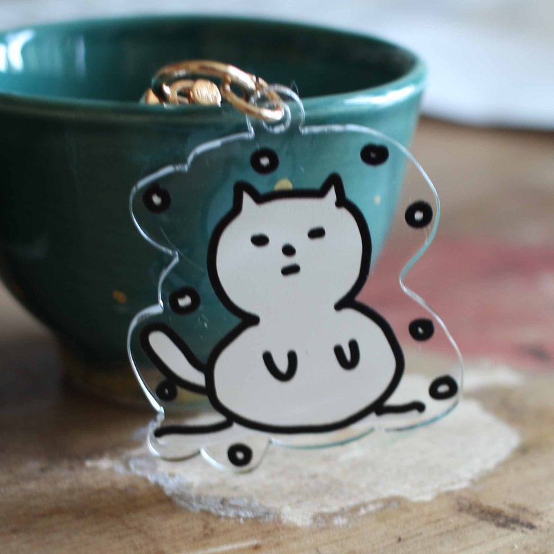 JayeonStore Snowman Cat Keyring - Keychains - Acrylic Black