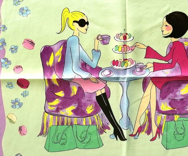 Les Secrets Laduree パリ マカロン ヴィンテージ ハンカチ 19.5 x