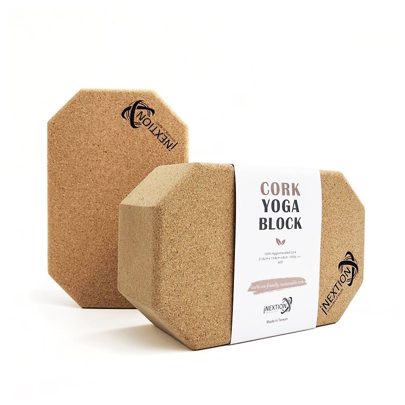 【INEXTION】Cork Yoga Block 羽量級八角軟木磚 60D - 2入 - 運動用品/健身器材 - 軟木/水松木 卡其色