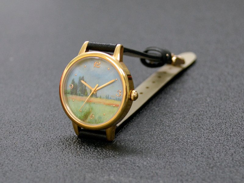 nameless Landscape Painting Watch Gold Free shipping worldwide - นาฬิกาผู้หญิง - โลหะ สีทอง