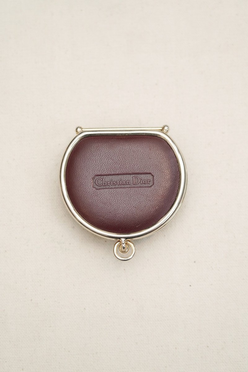 A ROOM MODEL - Dior burgundy antique coin purse - กระเป๋าใส่เหรียญ - หนังแท้ สีแดง