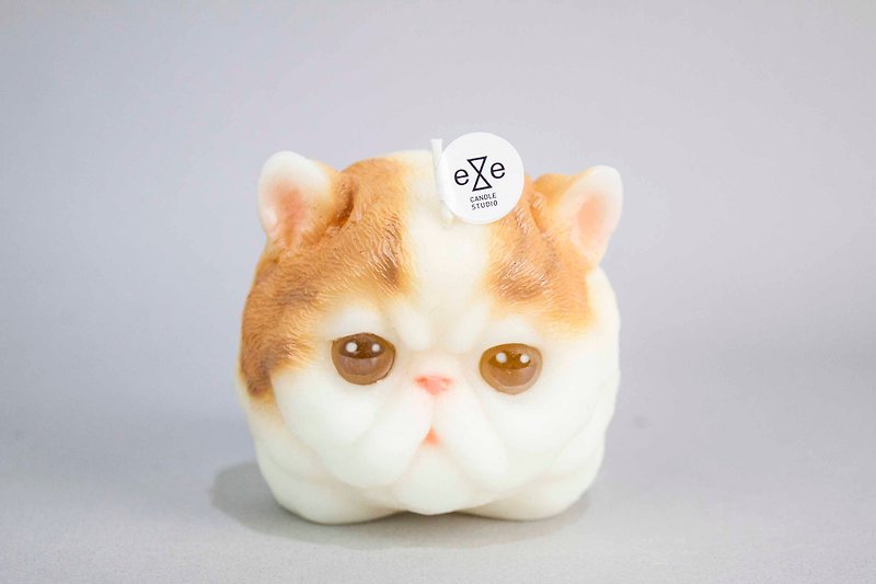 Persian Cat Candle - yellow and white - เทียน/เชิงเทียน - ขี้ผึ้ง 