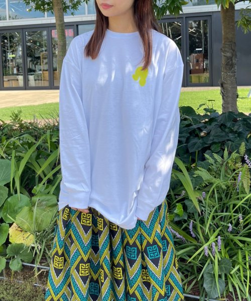 tシャツ 「moyan ecri」パッチ刺繍”moyan”グラフロングTシャツ レディース メンズ moyan ecri>パッチ刺繍'moyan'グラフロングTシャツ（Tシャツ
