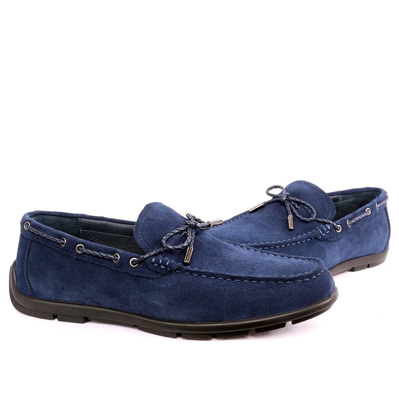 Terataka Ryopin yuppie style suede driving shoes blue - รองเท้าลำลองผู้ชาย - หนังแท้ สีน้ำเงิน