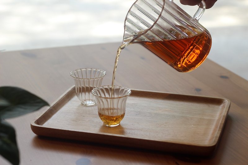 Glass stripe accompanying tea set (including two teacups) - ถ้วย - แก้ว สีใส