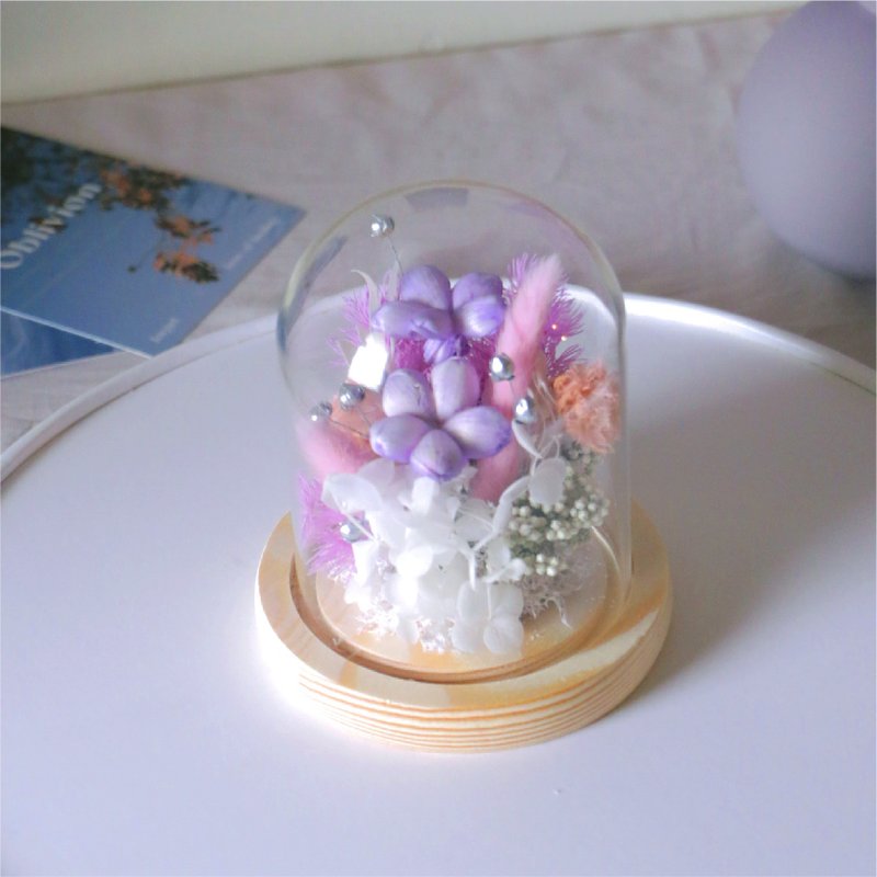 【永遠の花のガラスカップ。ピンクとパープル】バレンタインデー。オープニング。家の装飾品は自分で拾うことができます - ドライフラワー・ブーケ - 寄せ植え・花 パープル