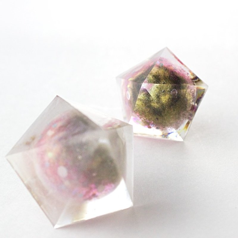 Pentagon dome earrings (worldly desires) - Earrings & Clip-ons - Other Materials Multicolor