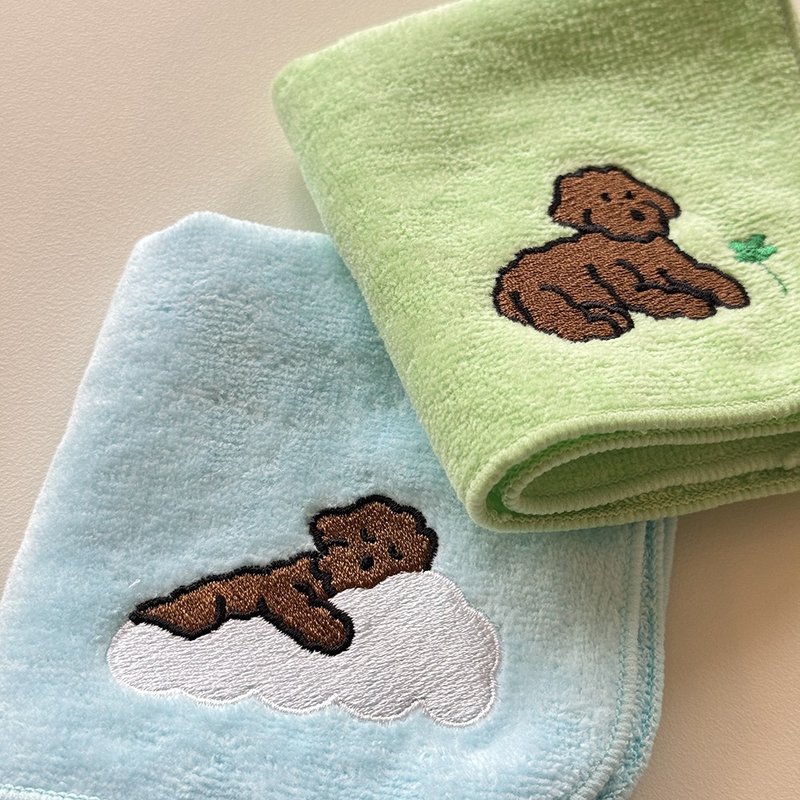 Mori embroidered hand towel - 毛巾/浴巾 - 棉．麻 綠色