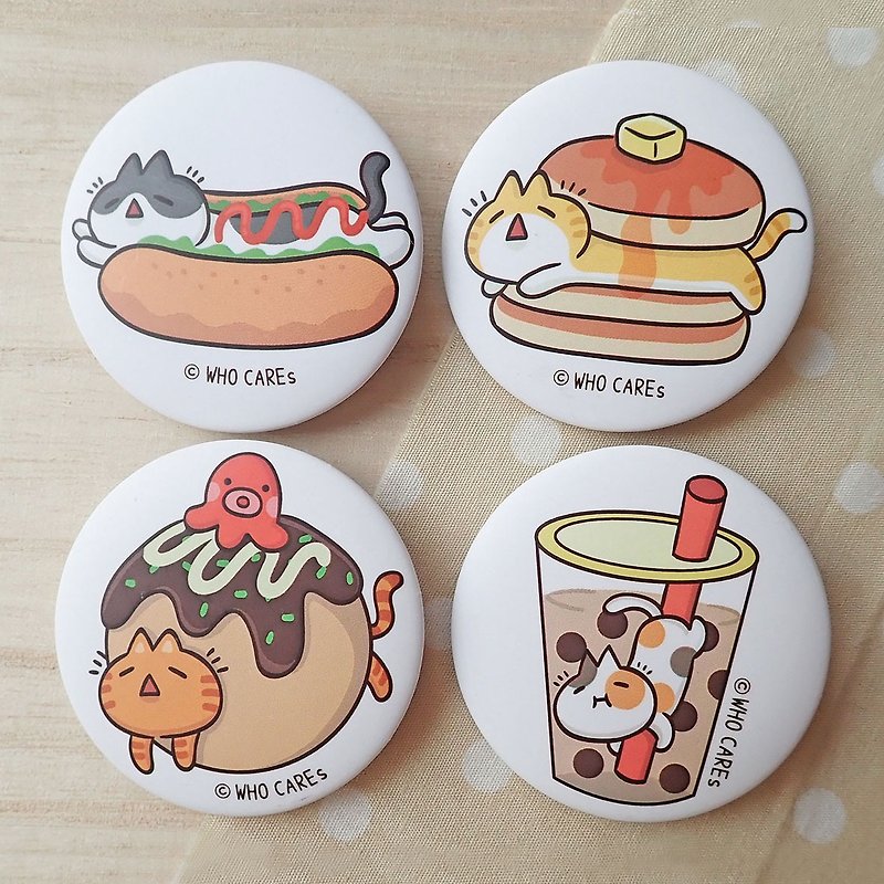 Matte Magnet Badge - Kitten Playing with Food (4 styles in total) - Badges & Pins - Other Metals 