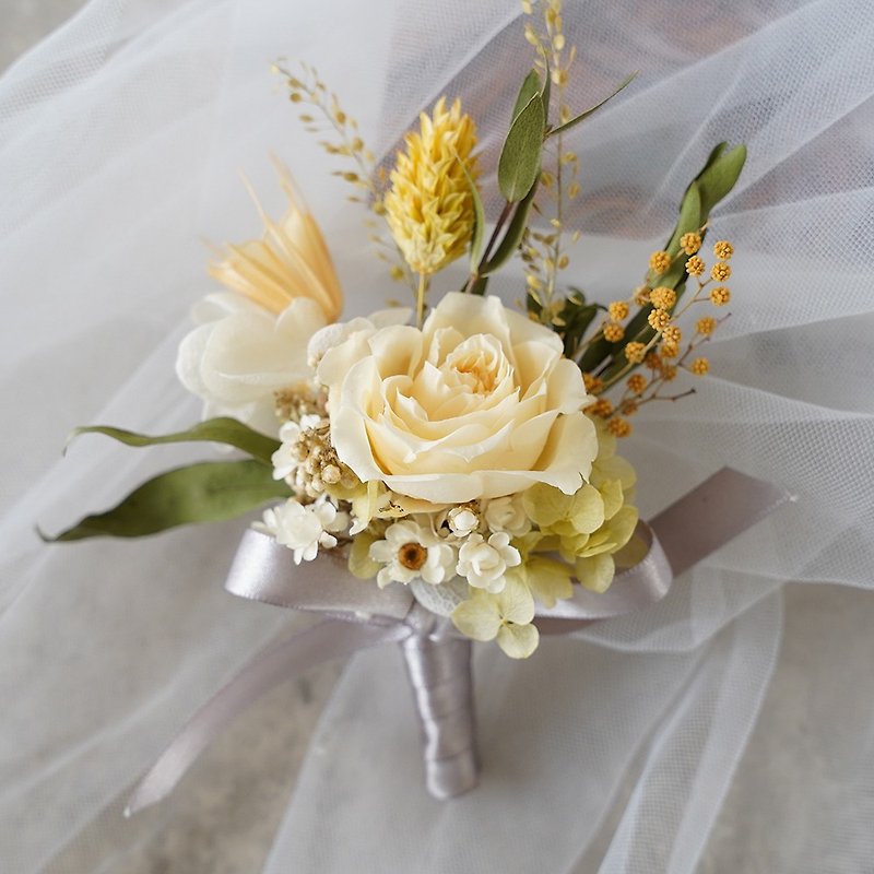 【Flower Plant】Official corsage/wedding corsage/groom corsage/best man corsage/reception corsage - ช่อดอกไม้แห้ง - พืช/ดอกไม้ 