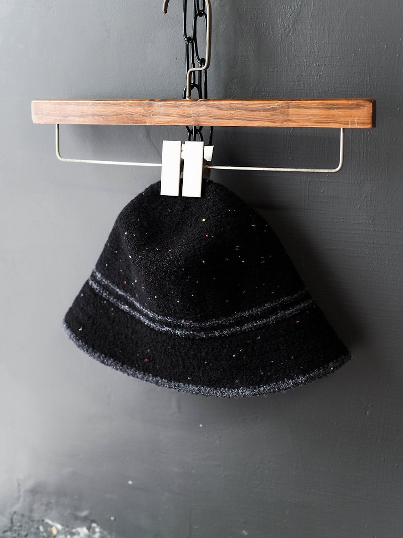 徳岛星空碎 points winter rolling wool antique woven lady hat picture hat / cloche - Hats & Caps - Polyester Black