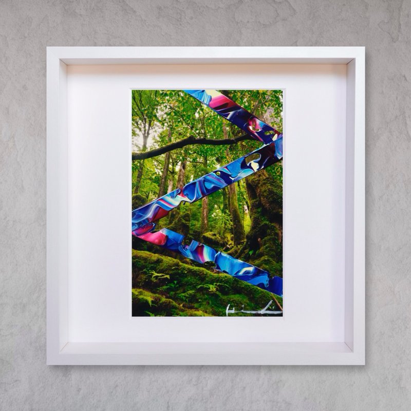 【forest】interior art - green blue walldecor wood frame - โปสเตอร์ - อะคริลิค สีเขียว