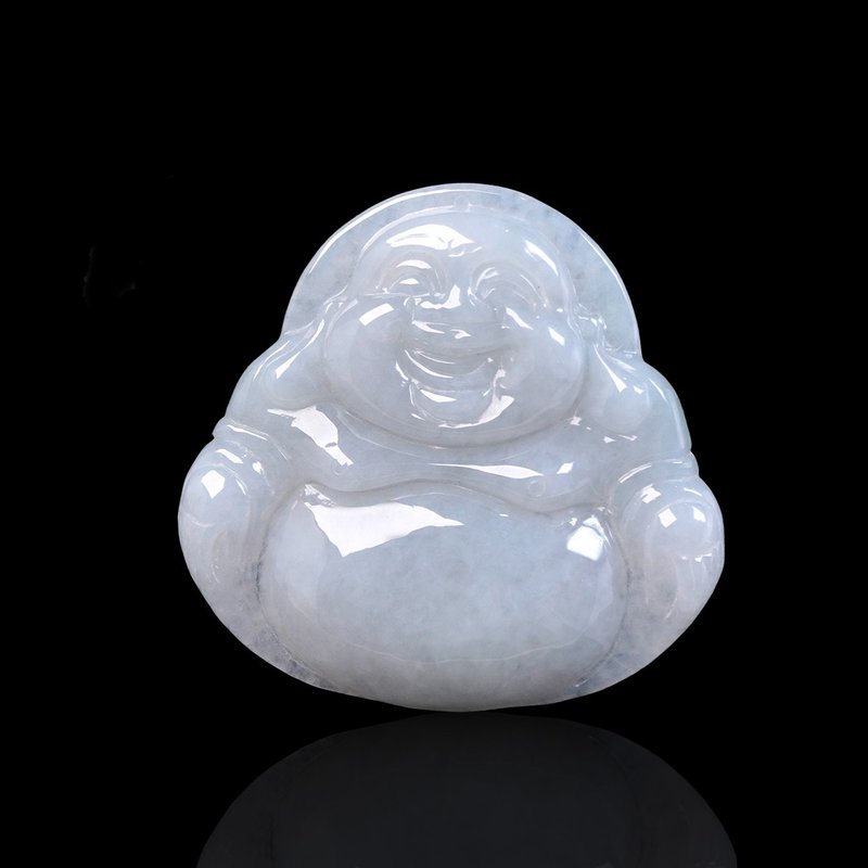 White Jadeite Maitreya Buddha Necklace | Stone| Natural Burmese Jadeite A Grade | Gift - สร้อยคอ - หยก ขาว