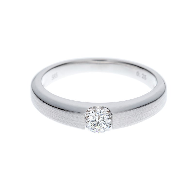 Fog Silver solitaire diamond ring - แหวนคู่ - โลหะ ขาว