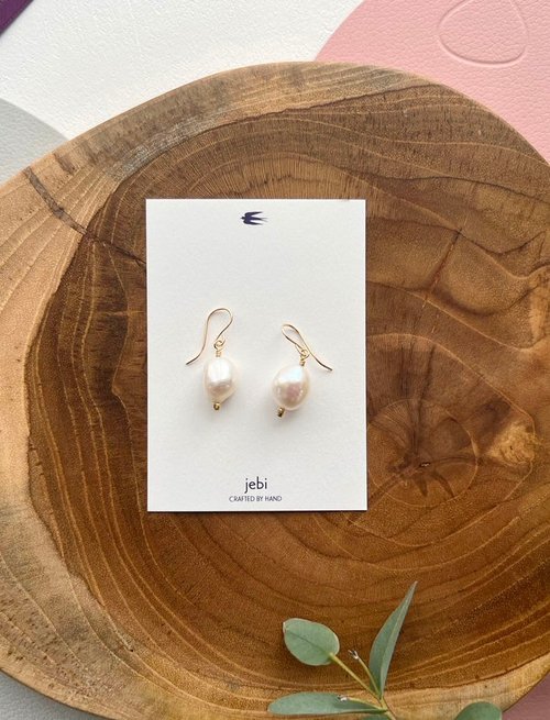 淡水パールの一粒シンプルピアス - ショップ jebi handmade