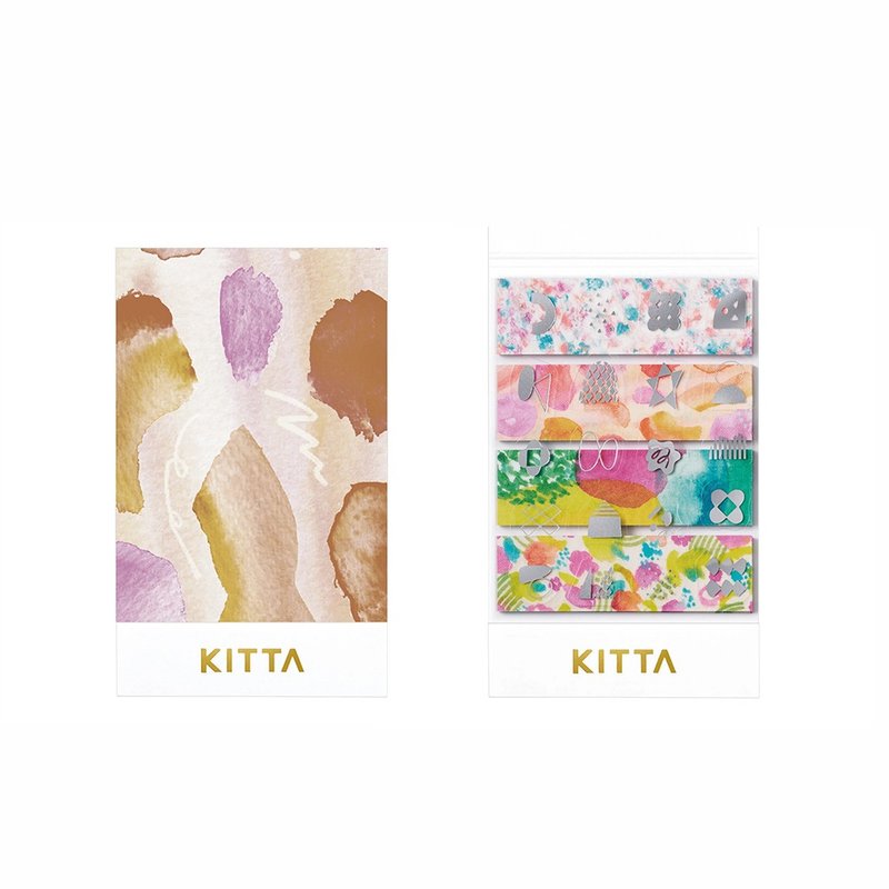 【KING JIM】KITTA隨身攜帶和紙膠帶 銀箔拼貼款 水彩 (東出桂奈) - 貼紙 - 紙 多色