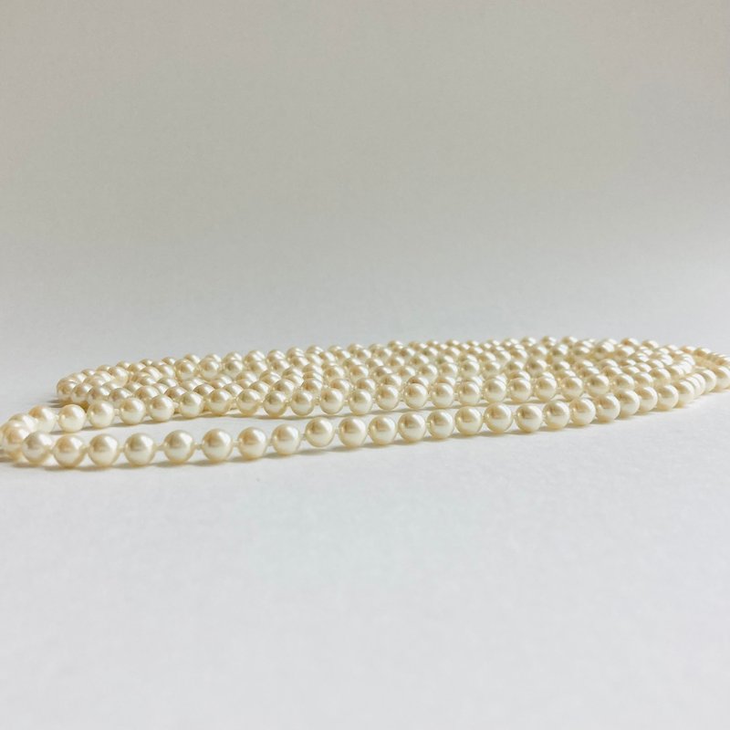 Shell pearl all knot rope necklace L/endless/approx. 6mm approx. 150cm/Lt. cream two-tone/made in Japan - สร้อยคอ - เปลือกหอย ขาว