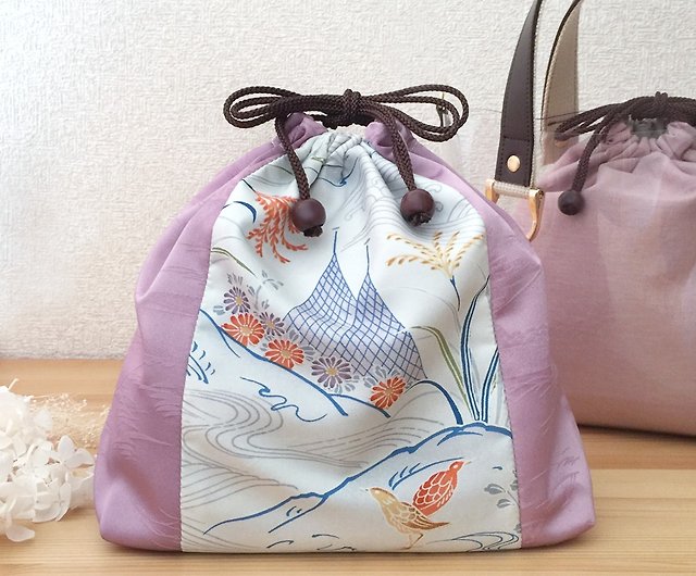 Kimono Bag Drawstring Bag Hand Bag Kinchaku Bag Vintage 