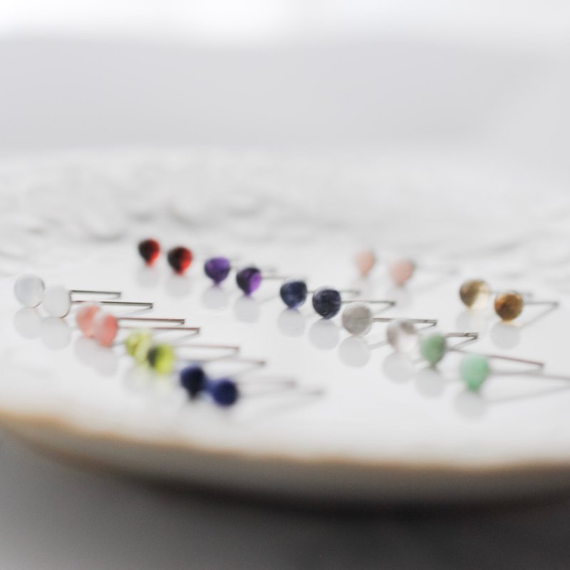 【2026 New Year Lucky Bag】Natural Stone Surgical Stainless Steel Stud Earrings Birthstone Jewelry Set - ต่างหู - เครื่องประดับพลอย หลากหลายสี