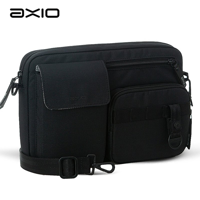 AXIO Outdoor Shoulder bag casual hiking side shoulder bag (AOS-5) space black - Backpacks - Other Man-Made Fibers 