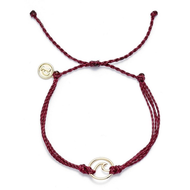 Pura Vida American Handmade WAVE Gold Wine Red Wax Line Surf Bracelet Bracelet - สร้อยข้อมือ - วัสดุกันนำ้ สีแดง