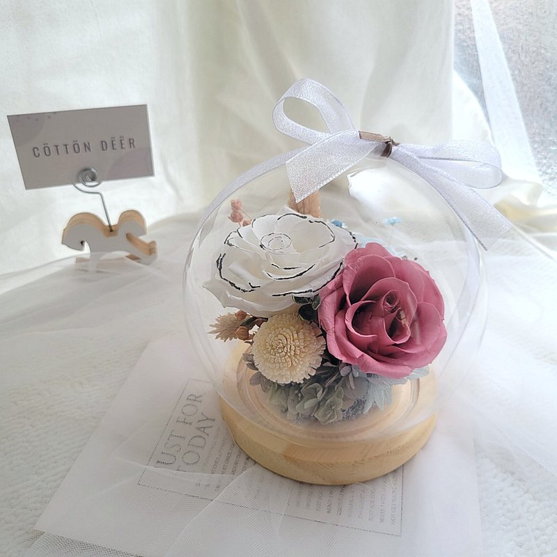 [Ready stock] Preserved flower glass ball cup. 15 cm. Comes with packaging. . graduate. teacher gift - Dried Flowers & Bouquets - Plants & Flowers 